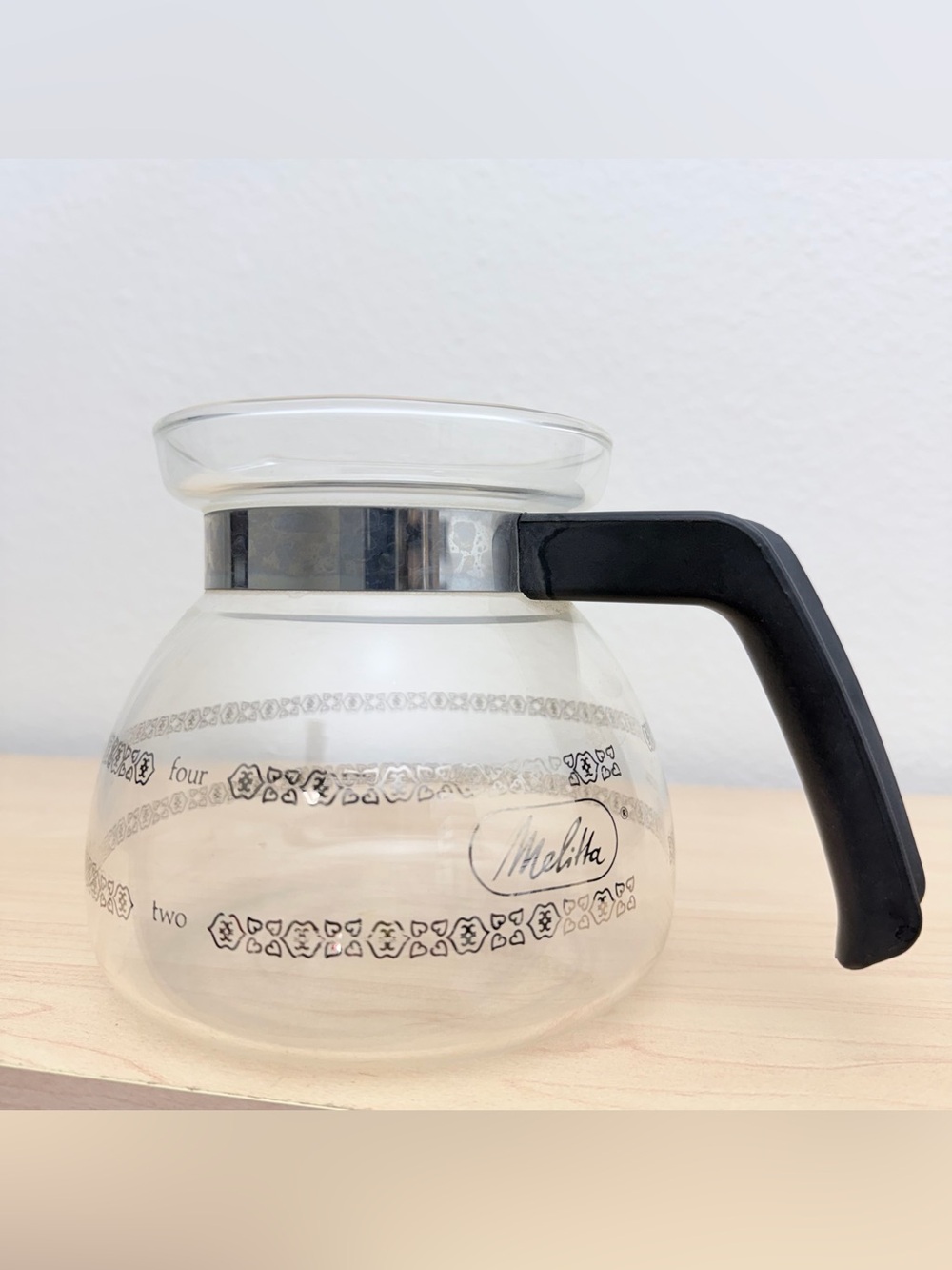 Vintage Melitta Corning ‘Hearts’ Glass Coffee Pot Carafe 4-Cup No Lid